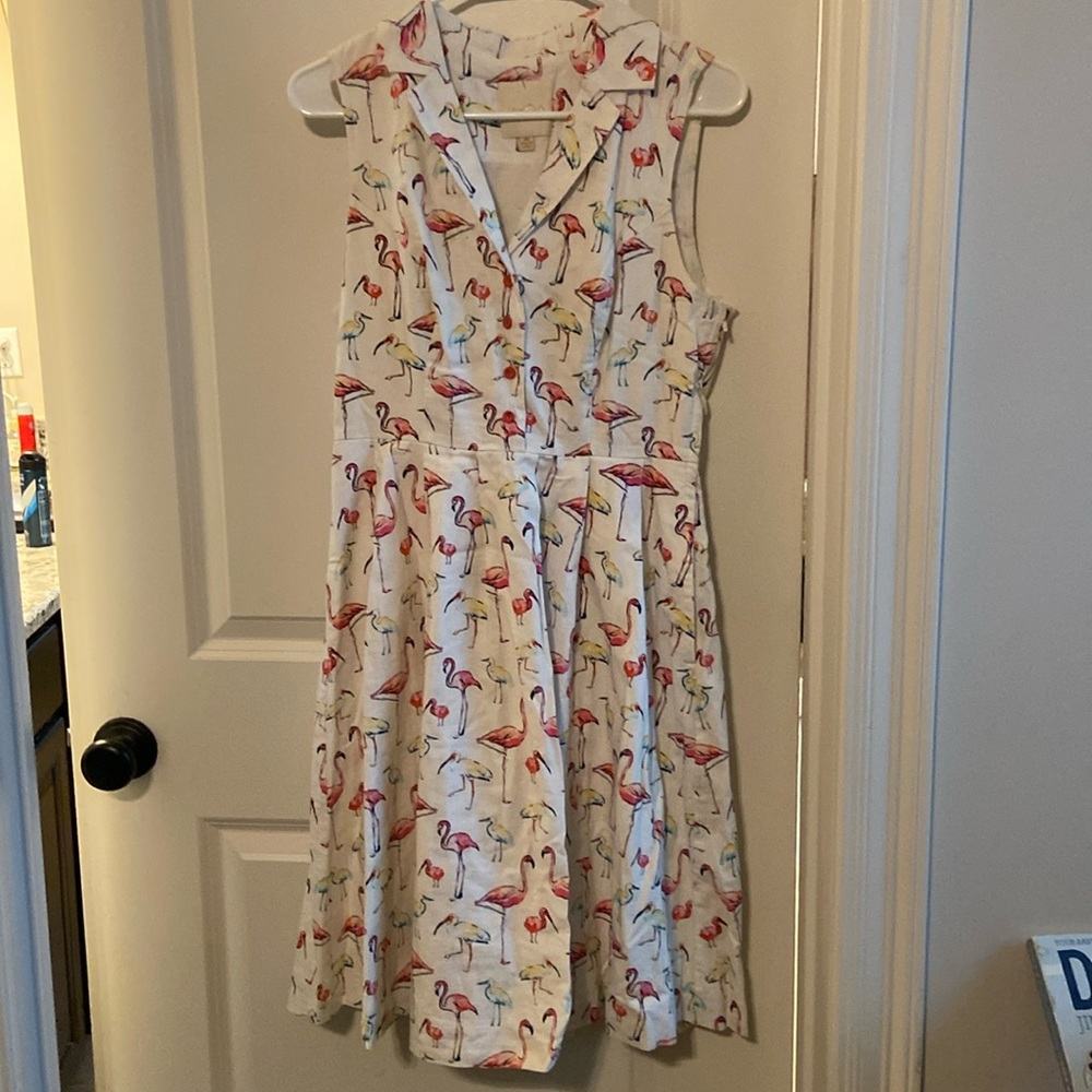 Flamingo Print Sleeveless Dress